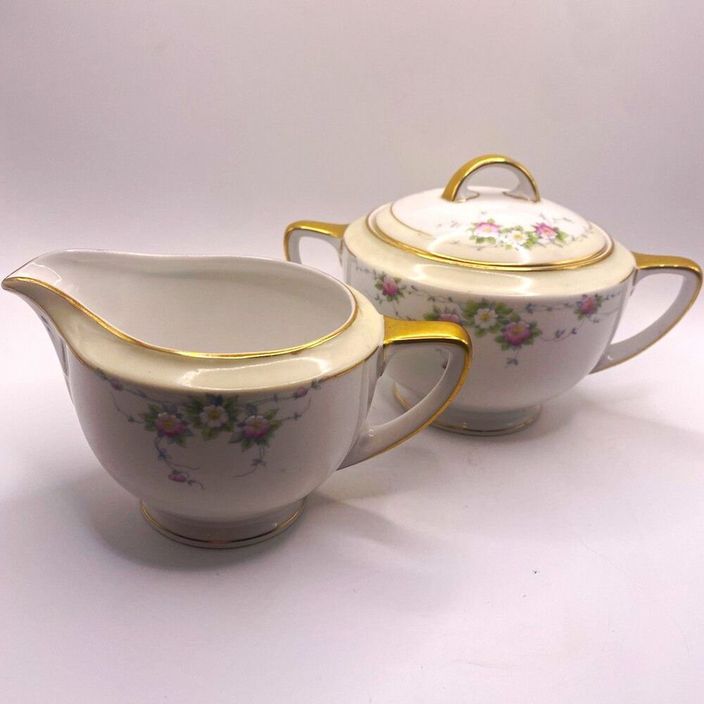 Vintage TKThunCzechoslovakia Creamer &Sugar Bowl Set - Mint/Pristine Condition